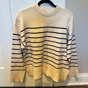 NWOT Zara size S cream striped sweater.